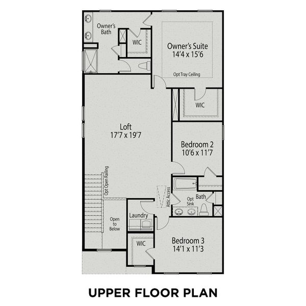 2D floor plan layout for the The Adalynn A by Davidson Homes LLC in Villas at Carpenter Woods, Durham, NC (Image 4). 2D floor plan layout for the The Adalynn A by Davidson Homes LLC in Villas at Carpenter Woods, Durham, NC (Image 4).