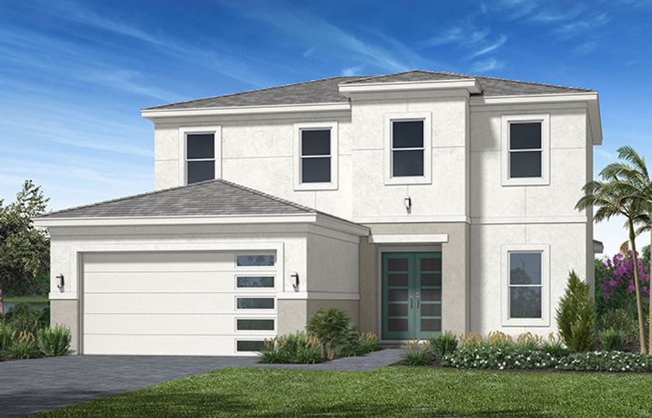 Representative exterior photo of a completed home built from the Sycamore Grand by Minto Communities in Westlake, Loxahatchee, FL (Image 5).