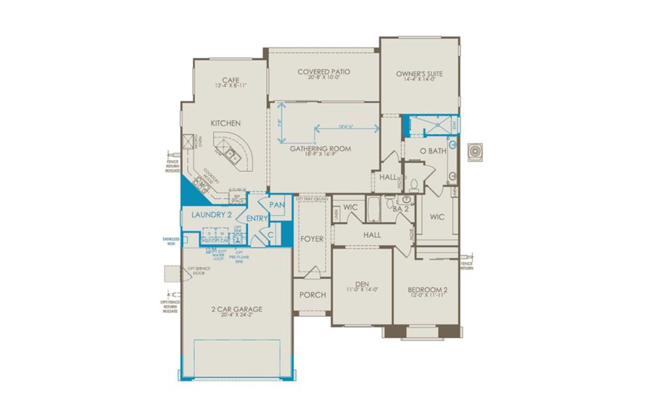 2D floor plan layout of this home in Del Webb at Rocking K, Tucson, AZ (Image 3).