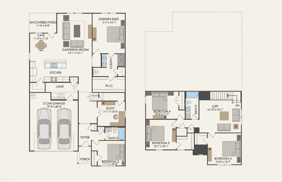 2D floor plan layout of this home in Mobberly Farms, Pilot Point, TX (Image 2).