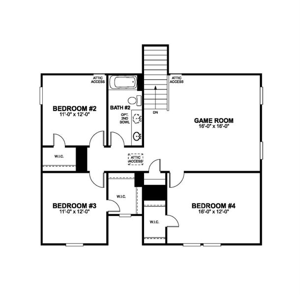 2D floor plan layout of this home in Cascades at Onion Creek, Austin, TX (Image 1).
