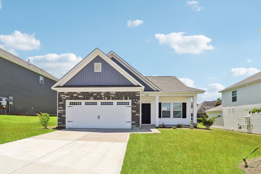 Representative exterior photo of a completed home built from the Buck Island II by Great Southern Homes in Providence Station at Trolley Run, Aiken, SC (Image 39).