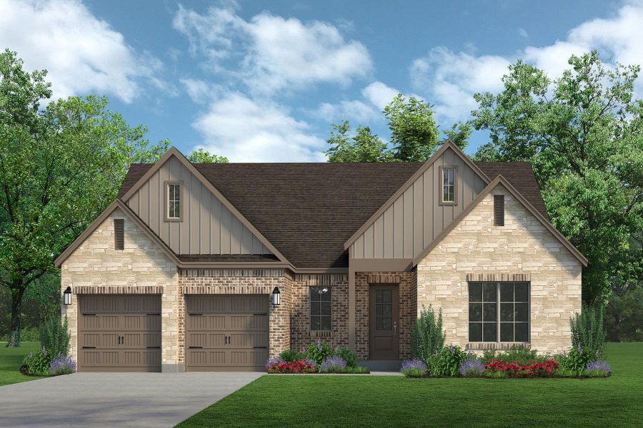 Representative exterior photo of a completed home built from the Pecos by Sandlin Homes in Joshua Meadows, Joshua, TX (Image 2). Representative exterior photo of a completed home built from the Pecos by Sandlin Homes in Joshua Meadows, Joshua, TX (Image 2).