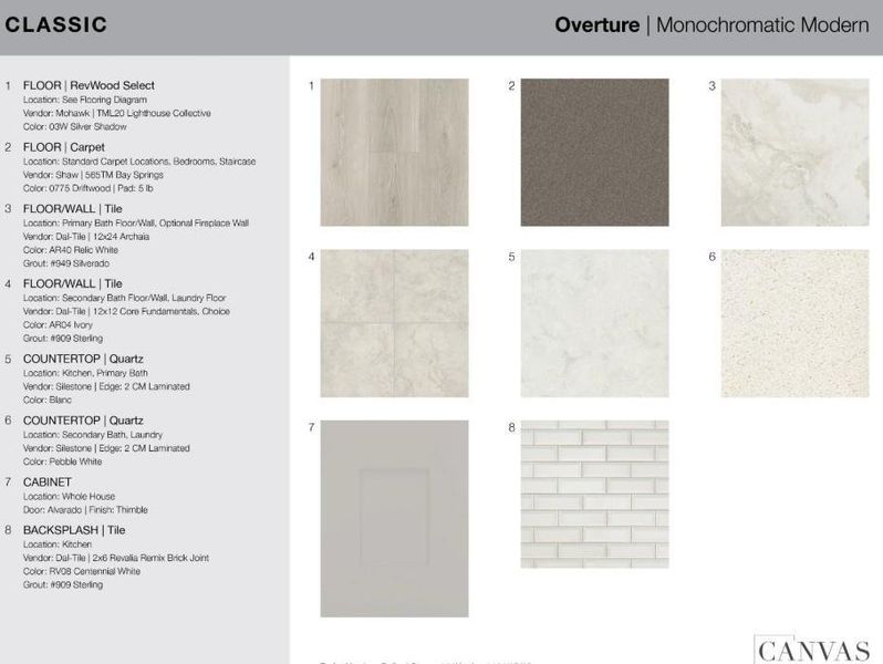 530 Chatham Street design selections. Home is currently under construction and selections are subject to change.