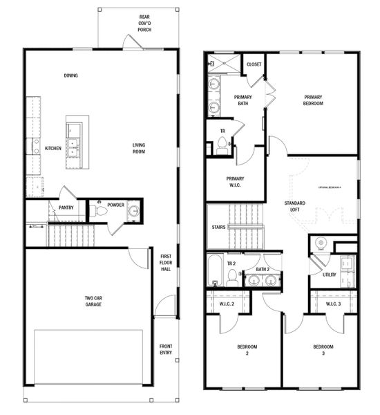 2D floor plan layout for the The Osbourne by Rosehaven Homes in Magnolia Village, San Antonio, TX (Image 3).