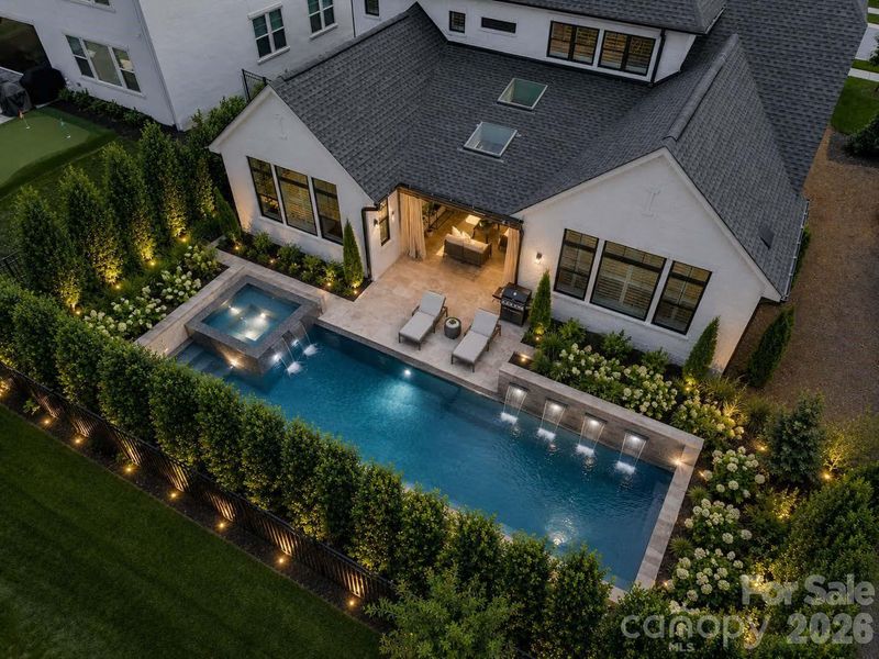 Aerial Backyard Right Imagined with Pool AI