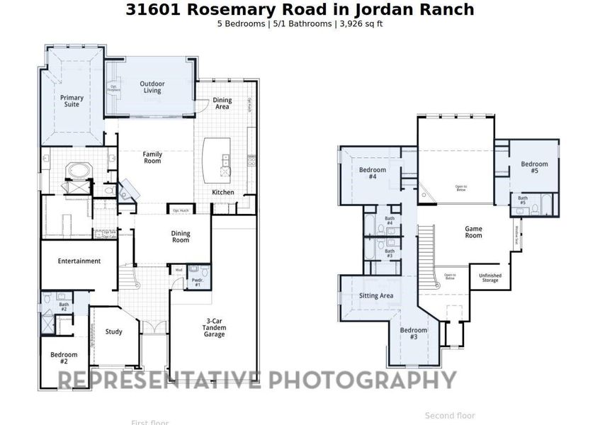 2D floor plan layout of this home in Jordan Ranch: 65ft. lots, Fulshear, TX (Image 2).