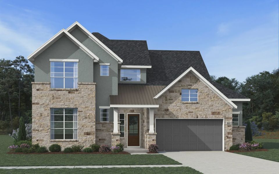 Representative exterior photo of a completed home built from the Rivers by Chesmar Homes in Prominence 60's, San Antonio, TX (Image 2). Representative exterior photo of a completed home built from the Rivers by Chesmar Homes in Prominence 60's, San Antonio, TX (Image 2).