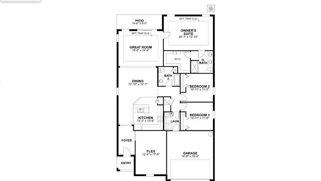2D floor plan layout for the Cocoa by M/I Homes in Southpointe, Palmetto, FL (Image 3).