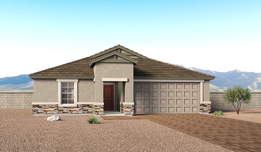 Representative exterior photo of a completed home built from the Kingston - A40K by D.R. Horton in Entrada Del Toro at Rancho Sahuarita, Sahuarita, AZ (Image 23). Representative exterior photo of a completed home built from the Kingston - A40K by D.R. Horton in Entrada Del Toro at Rancho Sahuarita, Sahuarita, AZ (Image 23).