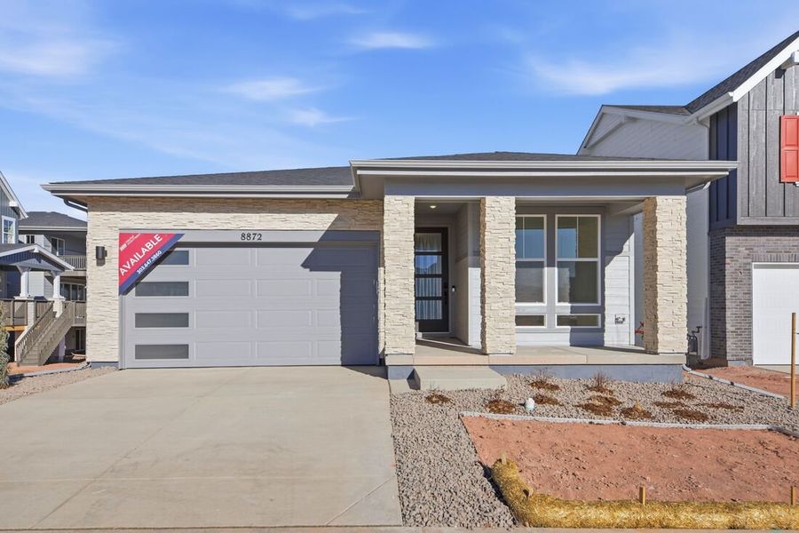 Exterior details and patio area of a home in Sterling Ranch Ascent Village, Littleton (Image 1). Exterior details and patio area of a home in Sterling Ranch Ascent Village, Littleton (Image 1).
