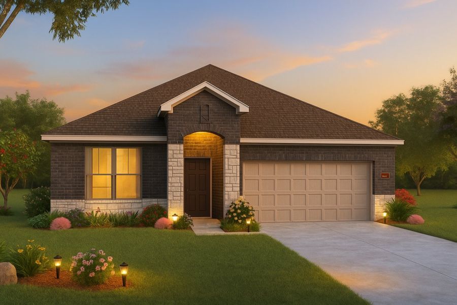 Representative exterior photo of a completed home built from the Emory II Harrington Trails Legend II Series by Brohn Homes in Harrington Trails, New Caney, TX (Image 1). Representative exterior photo of a completed home built from the Emory II Harrington Trails Legend II Series by Brohn Homes in Harrington Trails, New Caney, TX (Image 1).