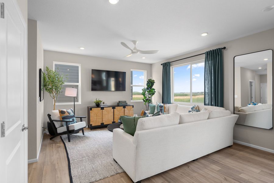 Representative furnished interior of a home built from the 3501 by Risewell Homes in Mead Crossing, Mead (Image 4).