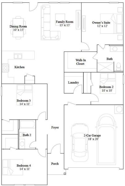 2D floor plan layout of this home in Crockett Meadows, Conroe, TX (Image 2). 2D floor plan layout of this home in Crockett Meadows, Conroe, TX (Image 2).