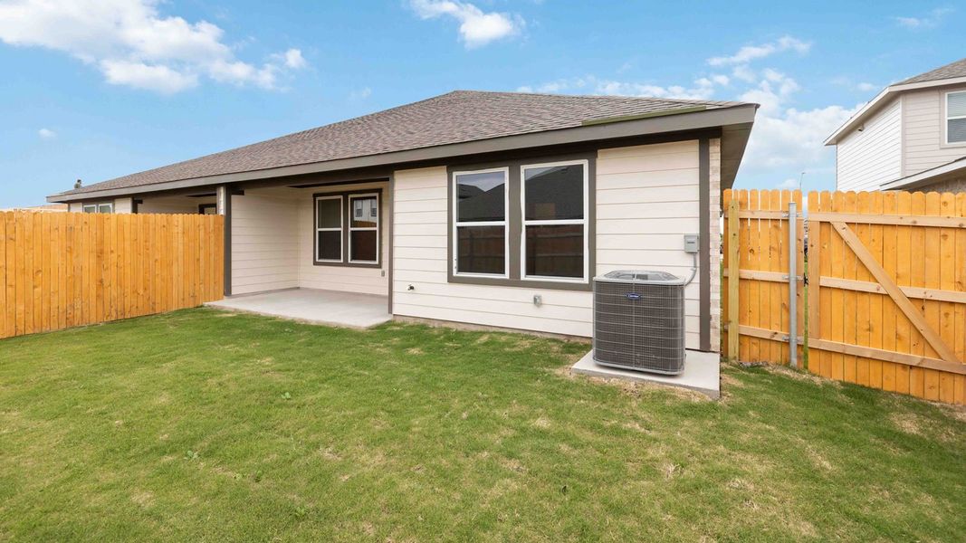 Exterior details and patio area of a home in Palomino, Manor (Image 18).