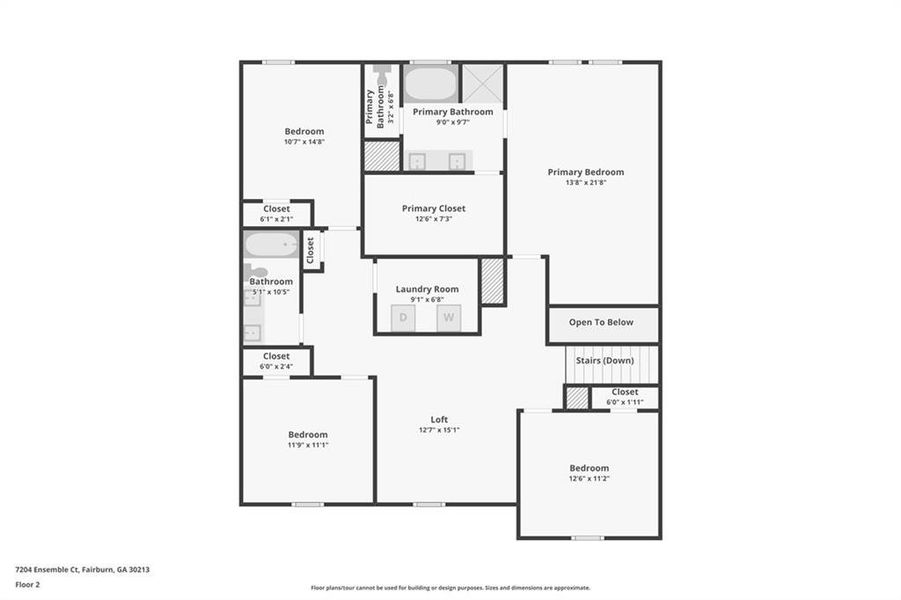 2D floor plan layout of this home in Harmony Manor, Fairburn, GA (Image 6).