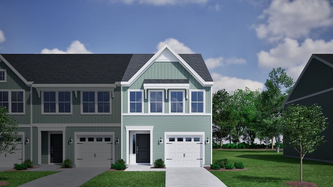 Front exterior of a new home in Nichols Landing, Charlotte, NC, highlighting curb appeal (Image 1).