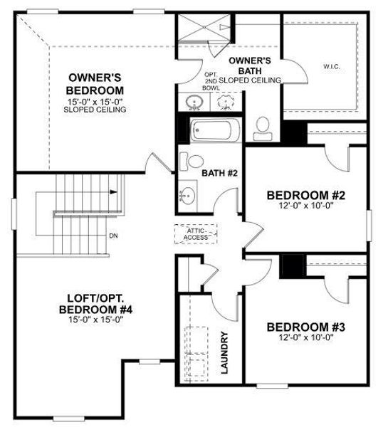 2D floor plan layout of this home in Cascades at Onion Creek, Austin, TX (Image 5).