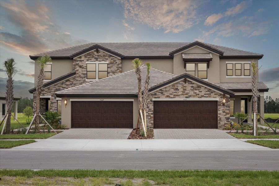 Representative exterior photo of a completed home built from the Belleair by Homes by WestBay in Two Rivers, Zephyrhills, FL (Image 4).