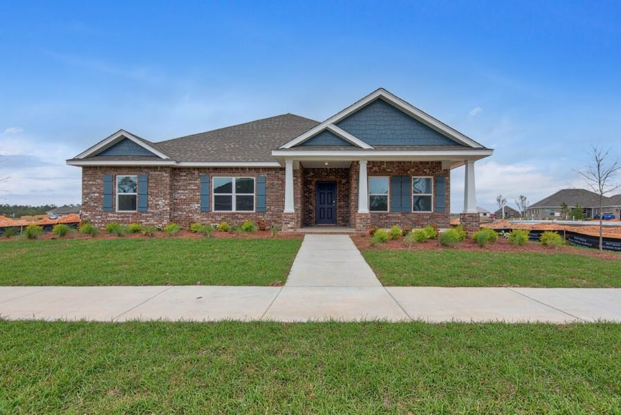 Representative exterior photo of a completed home built from the Osprey by Holiday Builders in Yellow River Ranch, Milton, FL (Image 14). Representative exterior photo of a completed home built from the Osprey by Holiday Builders in Yellow River Ranch, Milton, FL (Image 14).