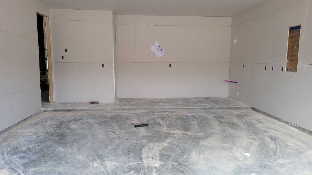 Garage with rear storage.