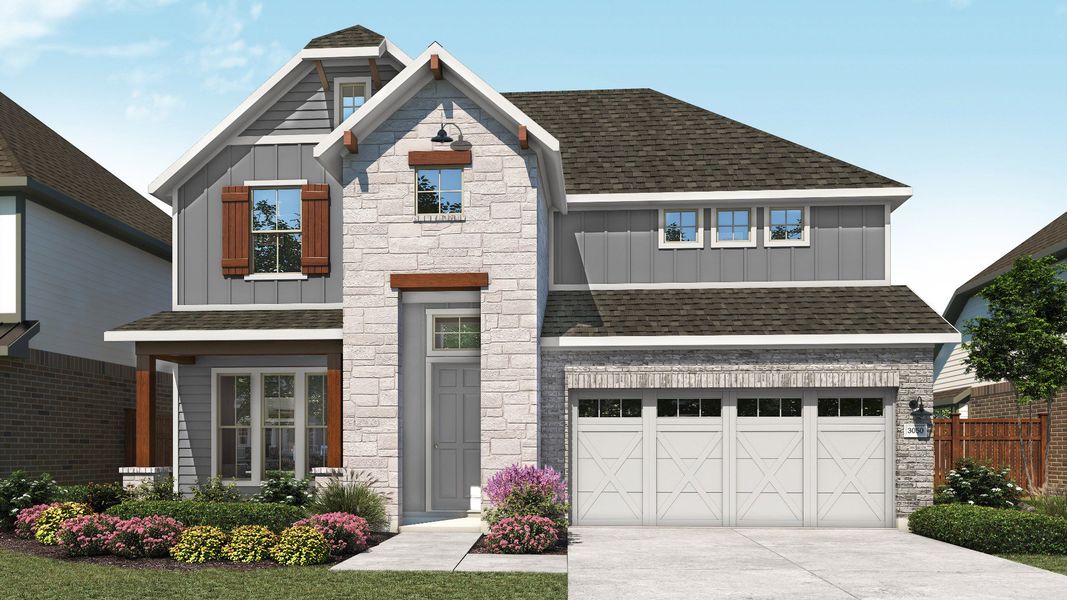 Front exterior of a new home in Veranda, San Antonio, TX, highlighting curb appeal (Image 8).