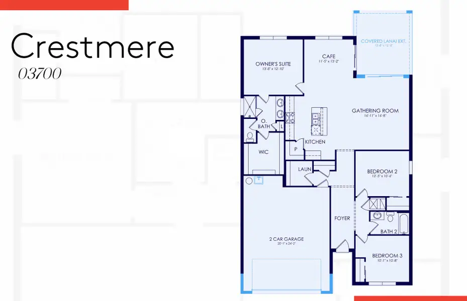 2D floor plan layout of this home in The Strand at Cedar Grove, North Port, FL (Image 4).