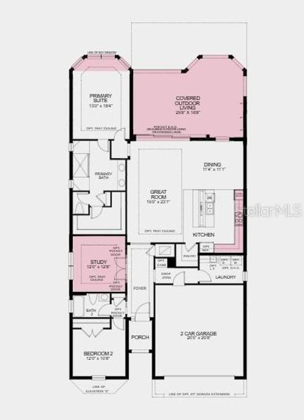 2D floor plan layout of this home in Esplanade at Wiregrass Ranch, Wesley Chapel, FL (Image 3).