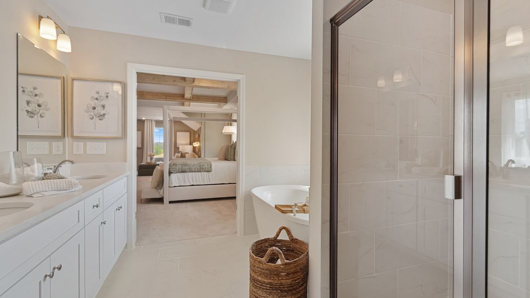 Representative furnished interior of a home built from the Meridian II by DRB Homes in Copperfield, Locust Grove (Image 42).