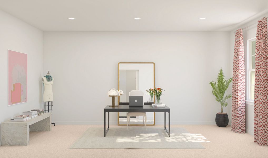 Private home office with double barn doors Private home office with double barn doors