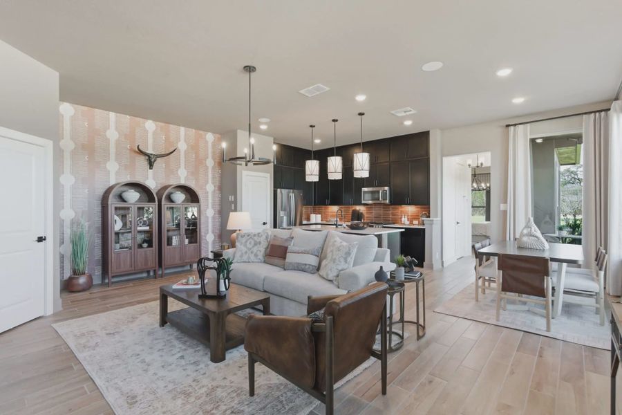 Representative furnished interior of a home built from the Pegasus by Chesmar Homes in Prominence Urban, San Antonio (Image 5).