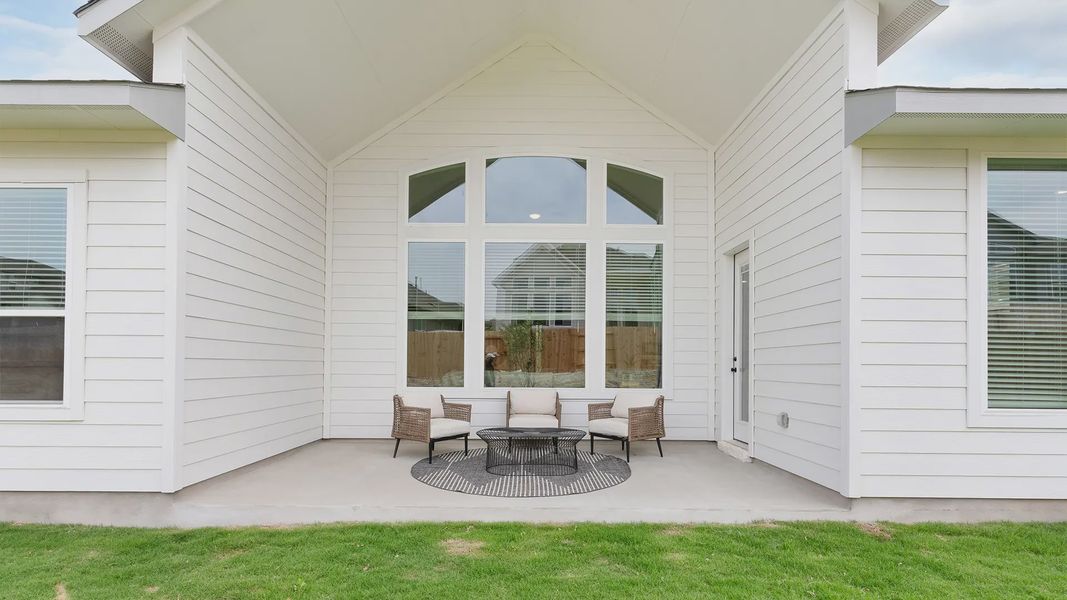 Exterior details and patio area of a home in Lariat, Liberty Hill (Image 4). Exterior details and patio area of a home in Lariat, Liberty Hill (Image 4).