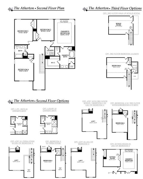 2D floor plan layout for the Atherton by Eastwood Homes in Fiddler's Ridge, Advance, NC (Image 4).
