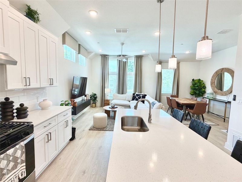 Furnished interior view inside a new home in Koenig Townhomes, Austin (Image 12). Furnished interior view inside a new home in Koenig Townhomes, Austin (Image 12).