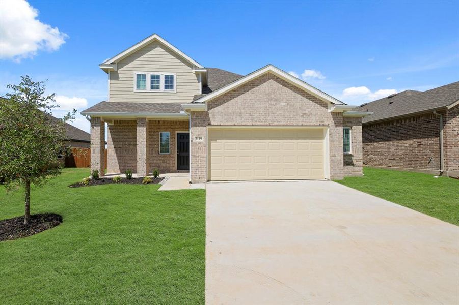 Front exterior of a new home in Burgess Meadows, Cleburne, TX, highlighting curb appeal (Image 2). Front exterior of a new home in Burgess Meadows, Cleburne, TX, highlighting curb appeal (Image 2).