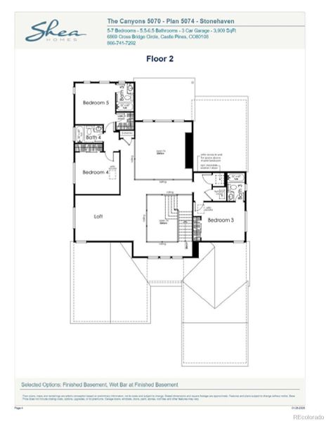 2D floor plan layout of this home in Luxe at The Canyons, Castle Pines, CO (Image 4).