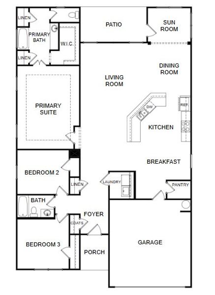 2D floor plan layout for the Poplar by Piedmont Residential in The Reserve at Willow Oaks, Canton, GA (Image 3).