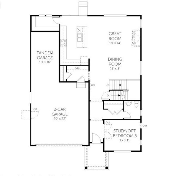 2D floor plan layout for the Conifer - Homesites by Dream Finders Homes in Trevenna, Windsor, CO (Image 5). 2D floor plan layout for the Conifer - Homesites by Dream Finders Homes in Trevenna, Windsor, CO (Image 5).