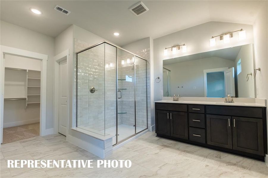 An owner's bath featuring plenty of style and space for two.   REPRESENTATIVE PHOTO