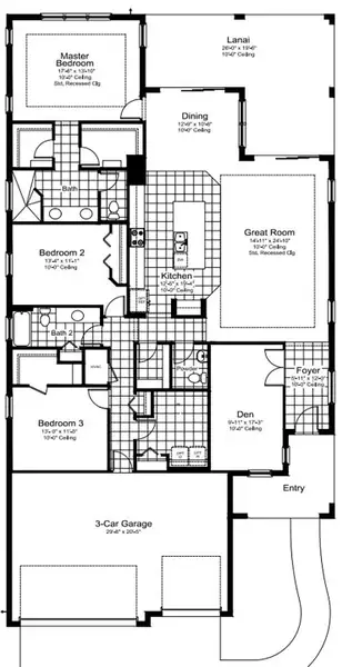 2D floor plan layout for the Sea Mist by Neal Communities in SkySail, Naples, FL (Image 3).
