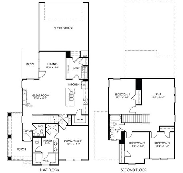2D floor plan layout for the Georgetown by Meritage Homes in Benders Cove - Premier Series, Mount Juliet, TN (Image 3).