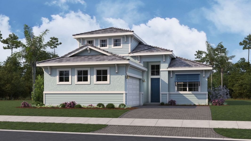 Representative exterior photo of a completed home built from the Leslie by Kolter Homes in Esprit at Avenir, Palm Beach Gardens, FL (Image 26). Representative exterior photo of a completed home built from the Leslie by Kolter Homes in Esprit at Avenir, Palm Beach Gardens, FL (Image 26).