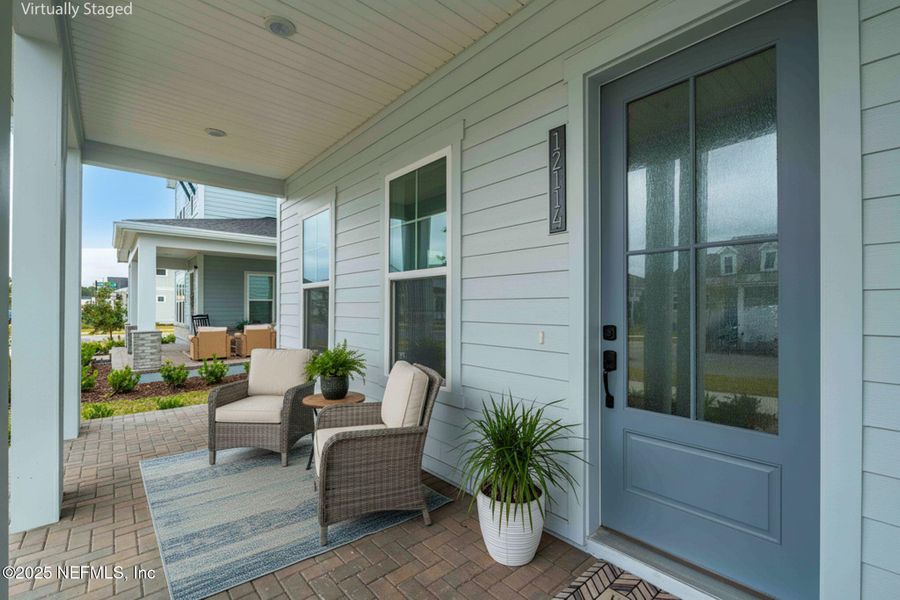 Exterior details and patio area of a home in Seven Pines 50' Rear Entry, Jacksonville (Image 30).