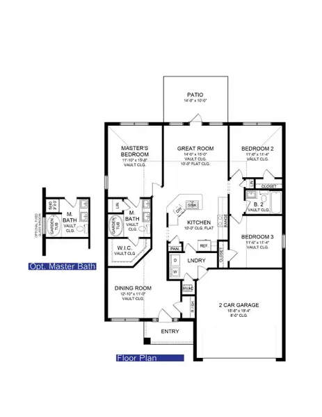 2D floor plan layout for the 1485 by Adams Homes in Winding Oaks, Weeki Wachee, FL (Image 3). 2D floor plan layout for the 1485 by Adams Homes in Winding Oaks, Weeki Wachee, FL (Image 3).