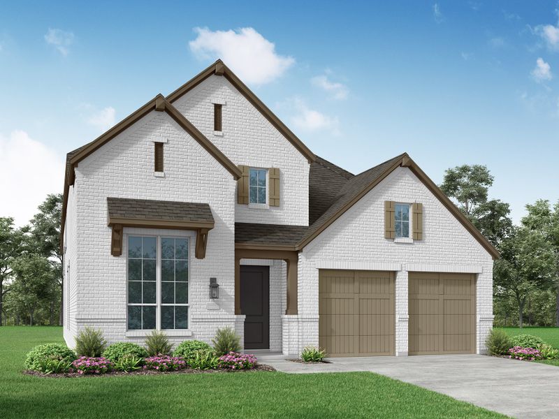 Representative exterior photo of a completed home built from the 513 by Highland Homes in Star Trail, Prosper, TX (Image 23).