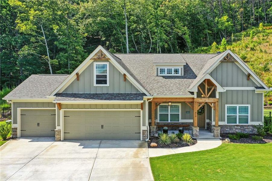 Front exterior of a new home in , Waleska, GA, highlighting curb appeal (Image 1).