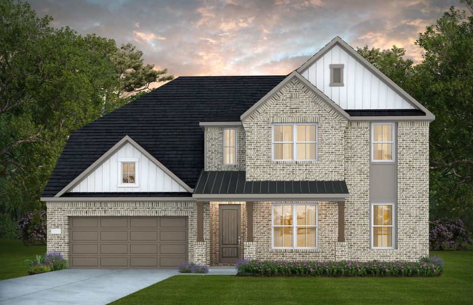 Representative exterior photo of a completed home built from the Electra by Pulte Homes in Blue Creek Trails, Richmond, TX (Image 2). Representative exterior photo of a completed home built from the Electra by Pulte Homes in Blue Creek Trails, Richmond, TX (Image 2).