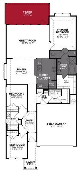 2D floor plan layout of this home in Bridgeland, Cypress, TX (Image 2).