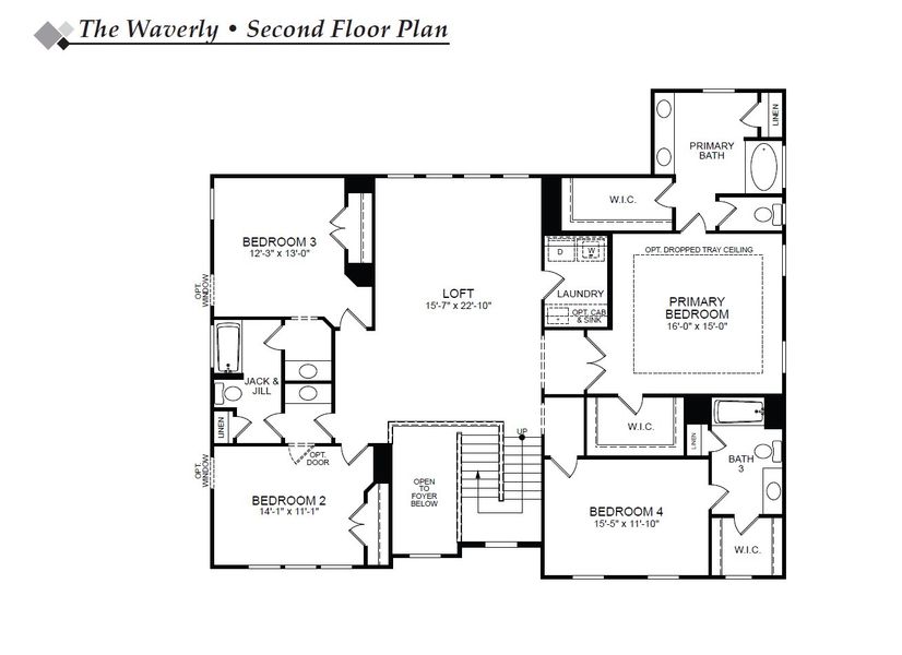 2D floor plan layout for the Waverly by Eastwood Homes in Arbordale Reserve, Elgin, SC (Image 5).