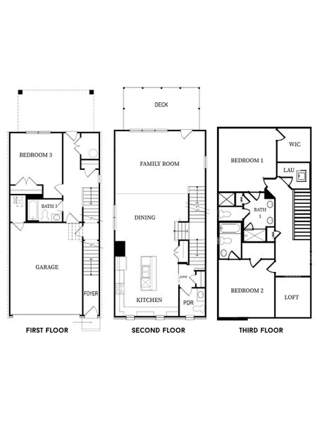 2D floor plan layout for the Rutherford by D.R. Horton in Overlook at Peachtree Corners, Peachtree Corners, GA (Image 5).